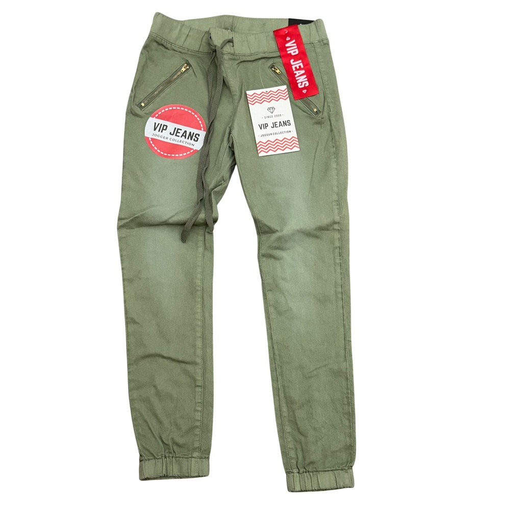 NWT VIP Jeans Sculpting Stretch Jogger Collection Olive Green Utility Pant 13/14